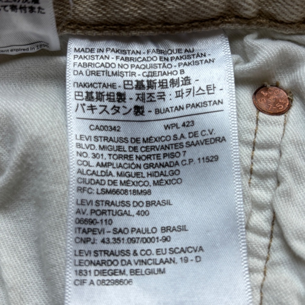 Levis 501 Men's Original Fit Two Tone Colorblock Jeans Tan Light Wash 33x34 - Picture 13 of 15